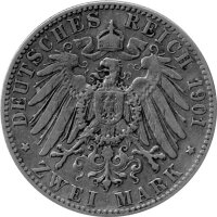 J.157 Sachsen-Weimar-Eisenach 2 Mark 1901 -A- Regierungsantritt von Großherzog Wilhelm Ernst - Silber ss