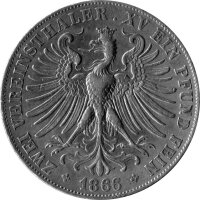 Frankfurt 2 Vereinstaler 1866, KM#365