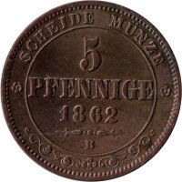 Sachsen 5 Pfennig 1862 - 1869 - König Johann 1854-1873, KM#1218
