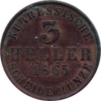 Hessen-Kassel 3 Heller 1865 - Kurfürst Friedrich Wilhelm I. 1847-1866, KM#612