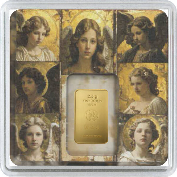 Geschenkbarren Premium - 2,5 Gramm Goldbarren - Weihnachten Engel