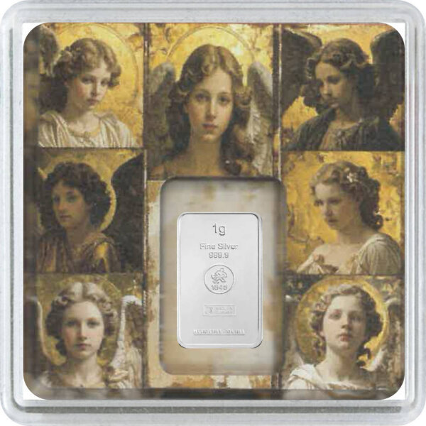 Geschenkbarren Premium - 1 Gramm Silberbarren - Weihnachten Engel