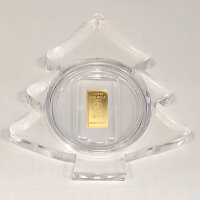 Geschenkbarren Premium - 0,1555 Gramm Goldbarren 1/200 oz - Weihnachten Acrylglas Christbaum