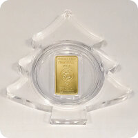 Geschenkbarren Premium - 1 Gramm Goldbarren - Weihnachten Acrylglas Christbaum
