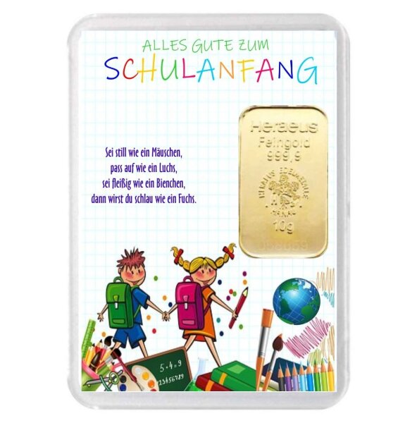 Geschenkbarren "Schulanfang" 10 Gramm Gold
