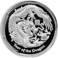 Australien Lunar II 2012 Jahr des Drachen 1 oz Silber PP High Relief