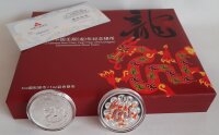 China Lunar II 2012 Jahr des Drachen Set 2 x 1 oz Silber PP