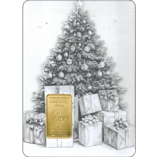 Geschenkbarren Premium XXL - 1 Gramm Goldbarren - Weihnachten Christbaum