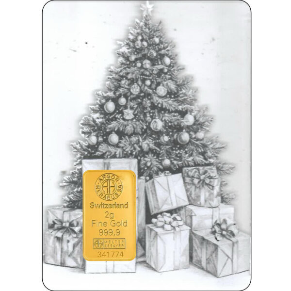 Geschenkbarren Premium XXL - 2 Gramm Goldbarren - Weihnachten Christbaum