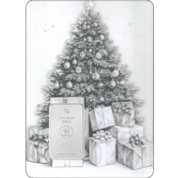 Geschenkbarren Premium XXL - 1 Gramm Silberbarren - Weihnachten Christbaum