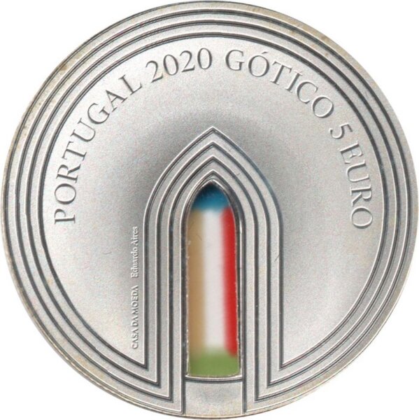 Portugal 5 Euro 2020 - Gotisches Zeitalter "Gotisches Fenster" - Silber PP teilcoloriert