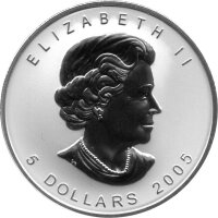 Kanada 5 Dollars 2005 - Maple Leaf mit Hologramm - 1 oz Silber