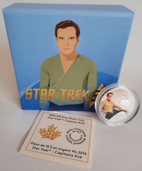 Kanada 10 Dollars 2016 - 50 Jahre Star Trek "Captain Kirk" - 1/2 oz Silber PP teilcoloriert