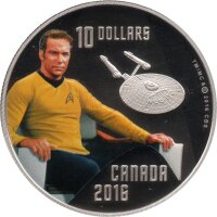 Kanada 10 Dollars 2016 - 50 Jahre Star Trek "Captain Kirk" - 1/2 oz Silber PP teilcoloriert