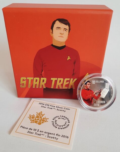 Kanada 10 Dollars 2016 - 50 Jahre Star Trek "Scotty" - 1/2 oz Silber PP teilcoloriert