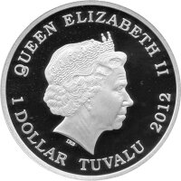 Tuvalu 1 Dollar 2012 - Dragons of Legend "Red Welsh Dragon" - 1 oz Silber PP teilcoloriert