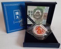 China 10 Yuan 2016 - Lunar II "Jahr des Affen" 1 oz Silber PP teilcoloriert