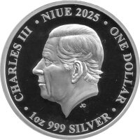 Niue 1 Dollar 2025 - Harmony & Longevity "Cranes" - 1 oz Silber PP teilvergoldet