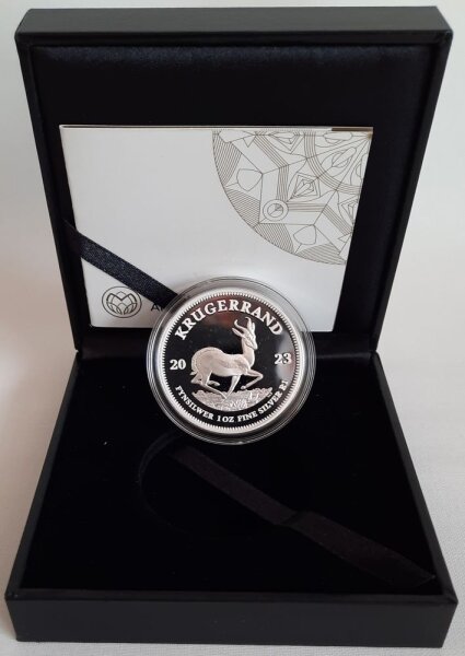 Südafrika Krügerrand 2023 1 oz Silber - Polierte Platte incl. Etui