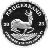 Südafrika Krügerrand 2023 1 oz Silber - Polierte Platte incl. Etui