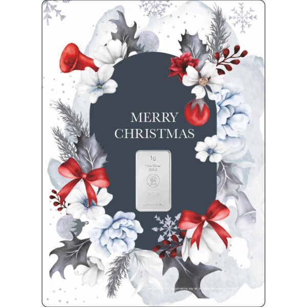 Geschenkbarren - 1 Gramm Silberbarren - Weihnachten Merry Christmas