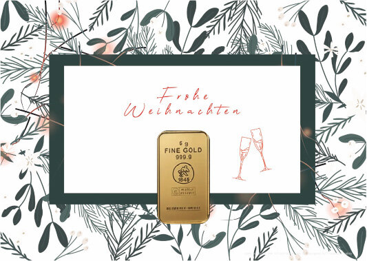 Geschenkbarren - 5 Gramm Goldbarren - Weihnachten "Frohe Weihnachten"