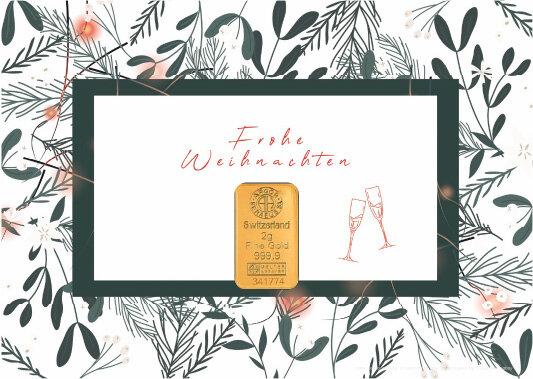 Geschenkbarren - 2 Gramm Goldbarren - Weihnachten "Frohe Weihnachten"