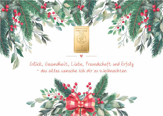Geschenkbarren - 1 Gramm Goldbarren - Weihnachten "Glück, Gesundheit, Liebe, Freundschaft und Erfolg"