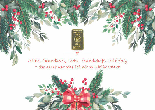 Geschenkbarren - 0,5 Gramm Goldbarren - Weihnachten "Glück, Gesundheit, Liebe, Freundschaft und Erfolg"