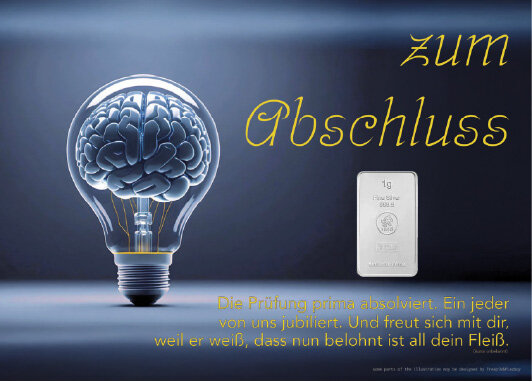 Geschenkbarren - 1 Gramm Silberbarren - Abschluss Glühbirne