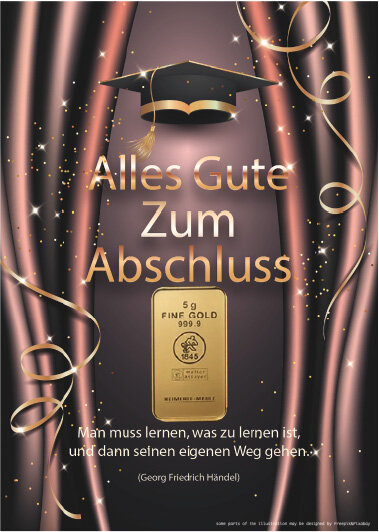 Geschenkbarren - 5 Gramm Goldbarren - Abschluss Studentenhut