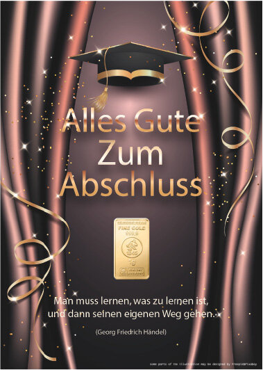 Geschenkbarren - 1 Gramm Goldbarren - Abschluss Studentenhut