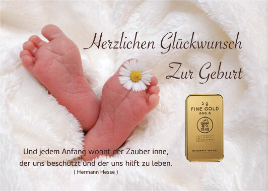 Geschenkbarren - 5 Gramm Goldbarren - Glückwunsch Kamille