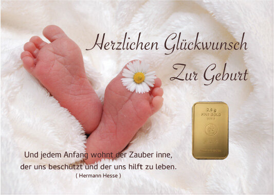 Geschenkbarren - 2,5 Gramm Goldbarren - Glückwunsch Kamille