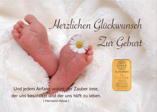 Geschenkbarren - 2 Gramm Goldbarren - Glückwunsch Kamille