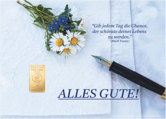 Geschenkbarren - 1 Gramm Goldbarren - Alles Gute