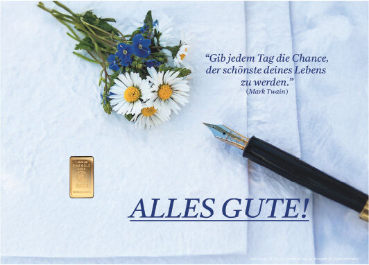 Geschenkbarren - 0,1555 Gramm Goldbarren 1/200 oz - Alles Gute