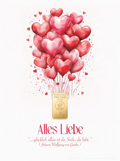 Geschenkbarren - 1 Gramm Goldbarren - Alles Liebe