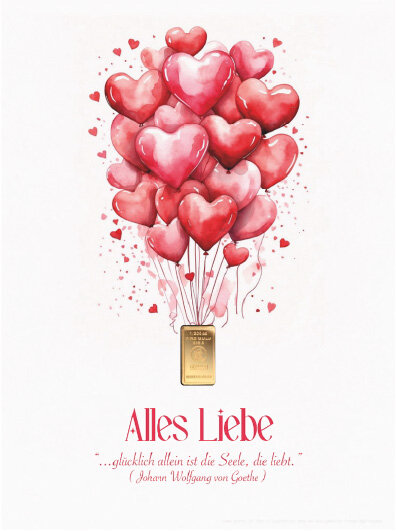 Geschenkbarren - 0,1555 Gramm Goldbarren 1/200 oz - Alles Liebe
