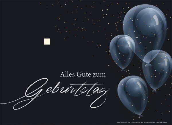 Motiveinleger für: Geschenkbarren -  Geburtstag Luftballons Dunkel
