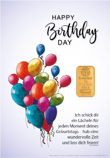 Geschenkbarren - 2 Gramm Goldbarren - Luftballons Blau