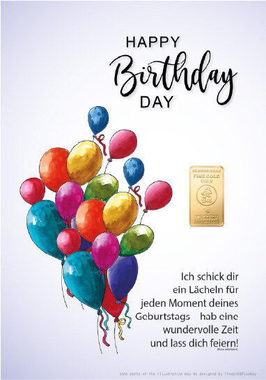 Geschenkbarren - 1 Gramm Goldbarren - Luftballons Blau