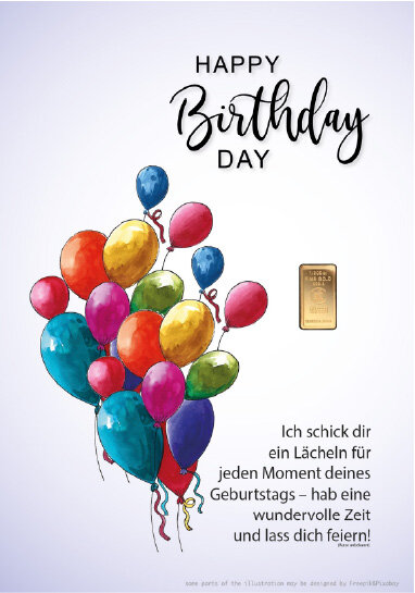 Geschenkbarren - 0,1555 Gramm Goldbarren 1/200 oz - Luftballons Blau