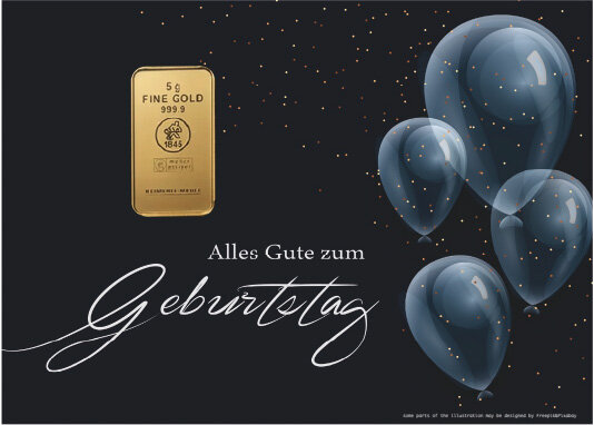 Geschenkbarren - 5 Gramm Goldbarren - Luftballons Dunkel