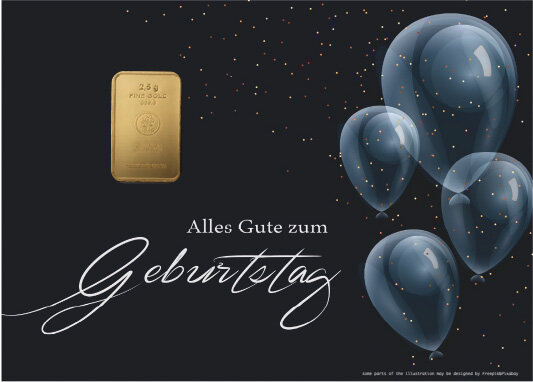 Geschenkbarren - 2,5 Gramm Goldbarren - Luftballons Dunkel