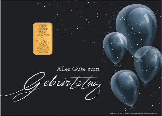Geschenkbarren - 2 Gramm Goldbarren - Luftballons Dunkel