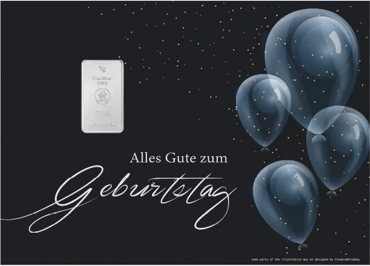 Geschenkbarren - 1 Gramm Silberbarren - Luftballons Dunkel