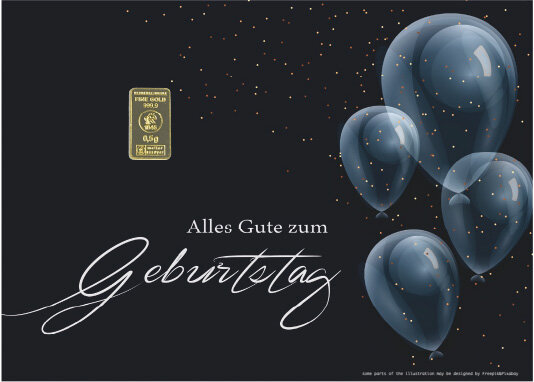 Geschenkbarren - 0,5 Gramm Goldbarren - Luftballons Dunkel