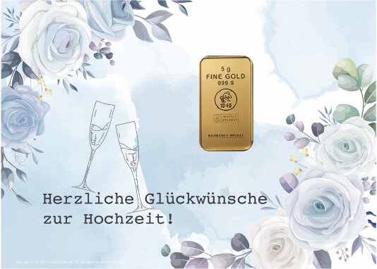 Geschenkbarren - 5 Gramm Goldbarren - Hochzeit Blumen