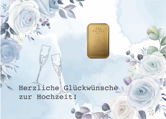 Geschenkbarren - 2,5 Gramm Goldbarren - Hochzeit Blumen
